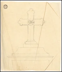 Skizze eines Grabmals für die Familie Karakehia auf dem Friedhof Père Lachaise in Paris